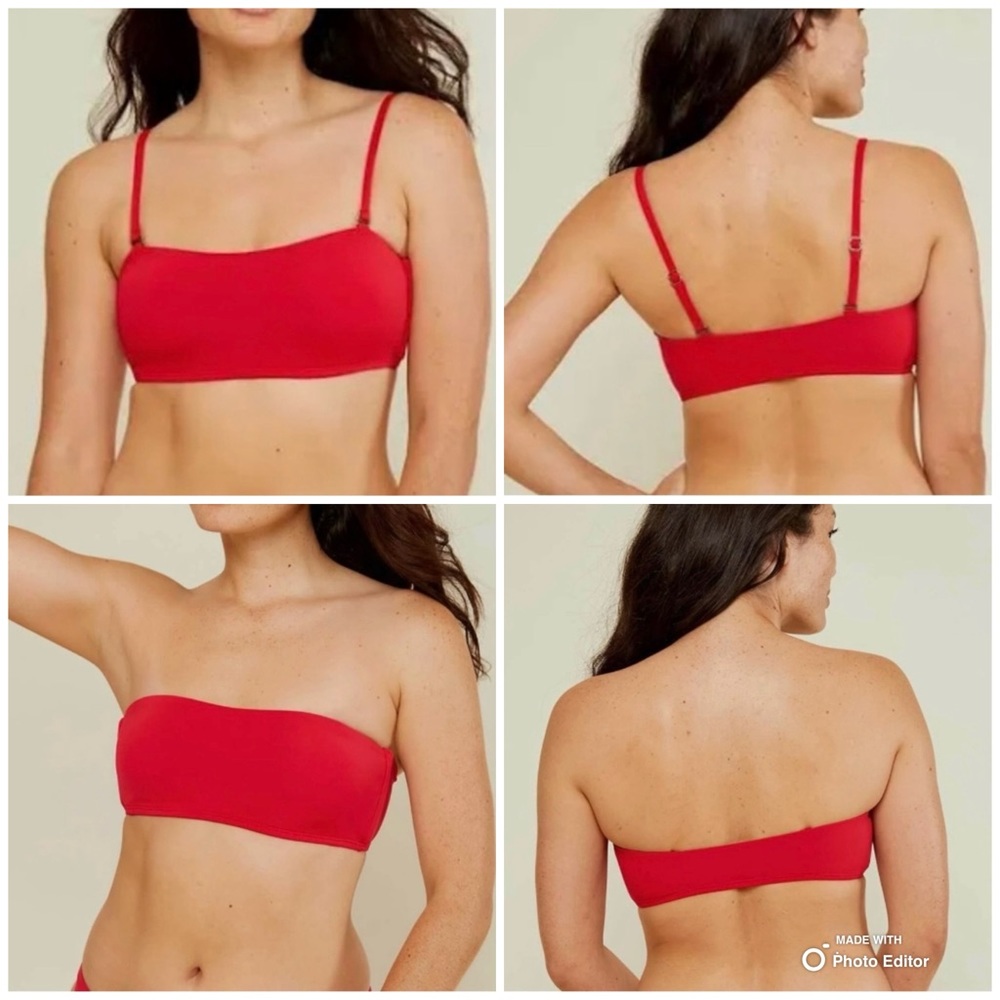 Andie Swim Red Rio Bikini Top Size XS Convertible Swimwear NWT